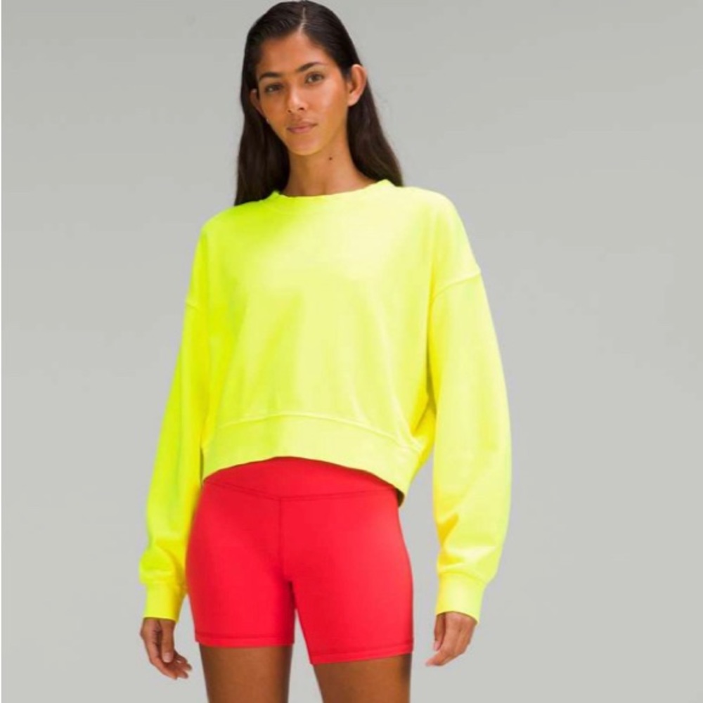 Lululemon Perfectly Oversized Cropped Crew Neon Garment Dye Highlight Yellow 4 - Picture 15 of 15